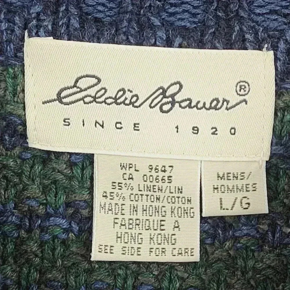 Eddie Bauer Heavy Linen Blend Crewneck Knit Sweater men's L Pullover 3378 - Picture 4 of 6